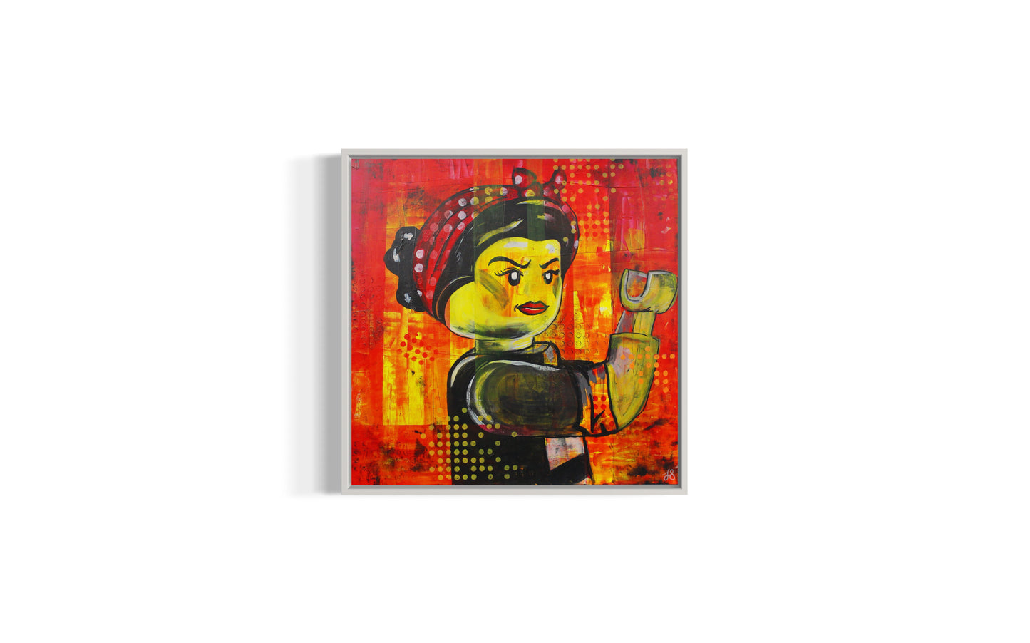 Brick by Brick: Riveting Strengh | Stylised portrait | Acrylic on board | Framed