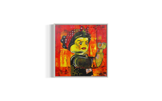 Brick by Brick: Riveting Strengh | Stylised portrait | Acrylic on board | Framed