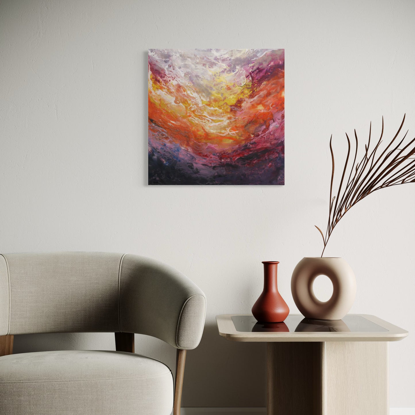 Molten Sky Melody | Skyscape | Original Encaustic Painting | Unframed