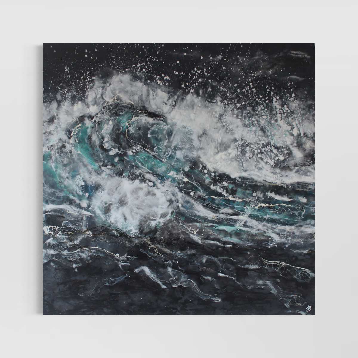 Dark Waves | Seascape | Original Encaustic Painting | Unframed - Jane Spooner Artist