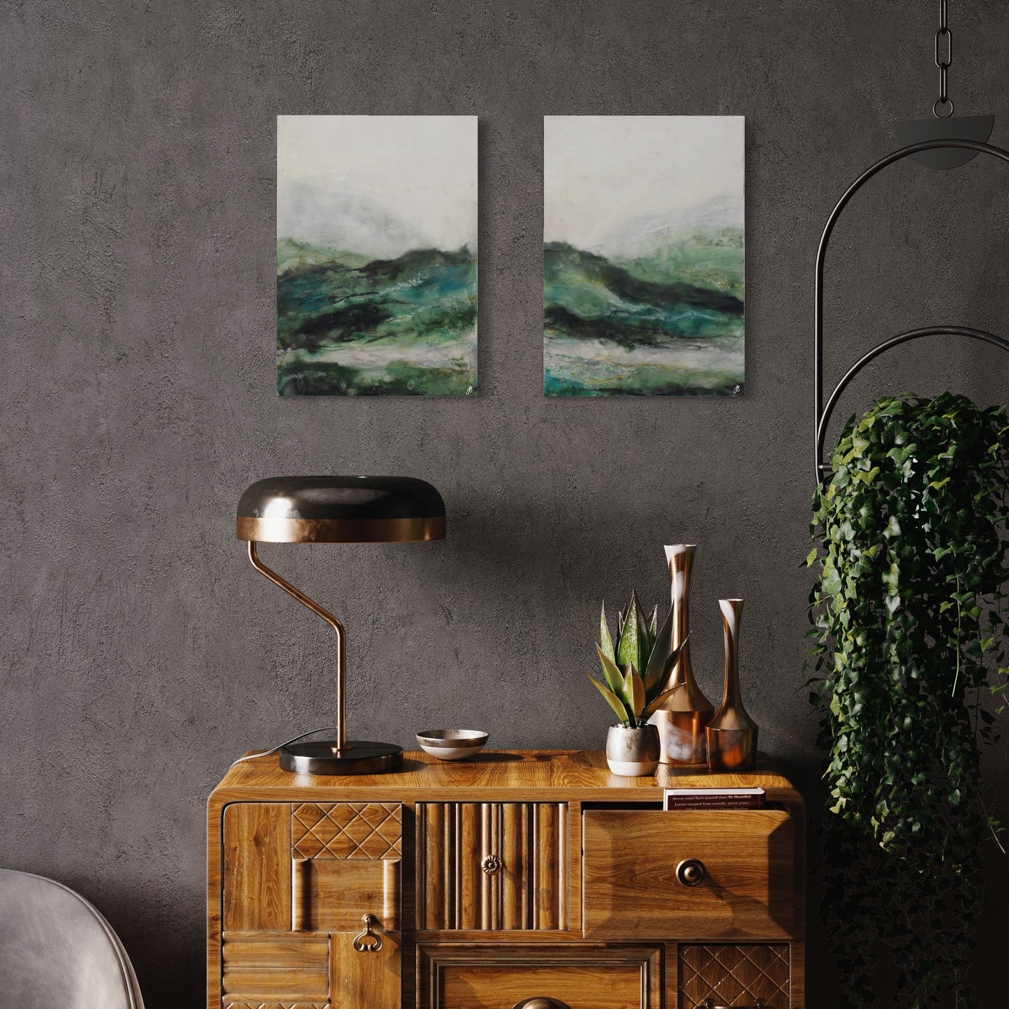 Beyond the Valley | Landscape | Original Encaustic Paintings | Unframed | Series of 2
