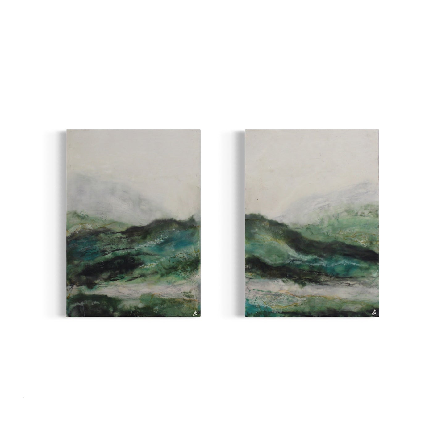 Beyond the Valley | Landscape | Original Encaustic Paintings | Unframed | Series of 2