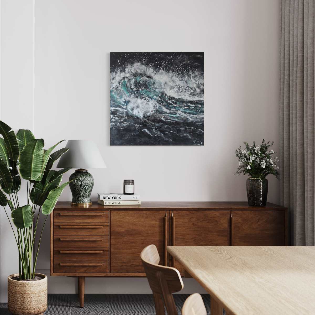 Dark Waves | Seascape | Original Encaustic Painting | Unframed - Jane Spooner Artist