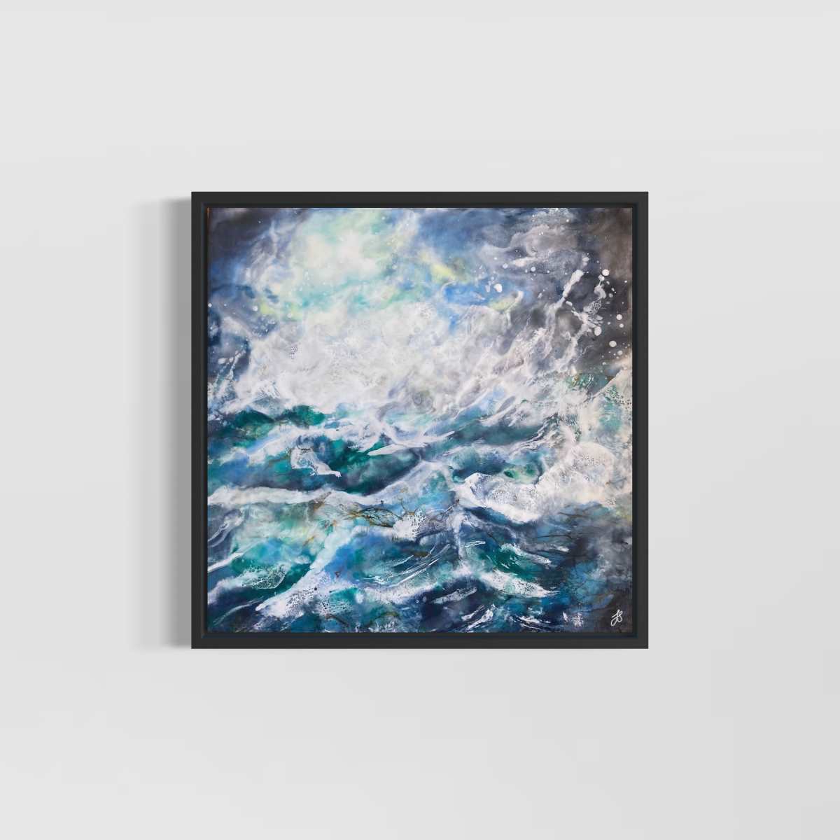 Troubled Water No.1 | Seascape | Original Encaustic Painting | Framed - Jane Spooner Artist